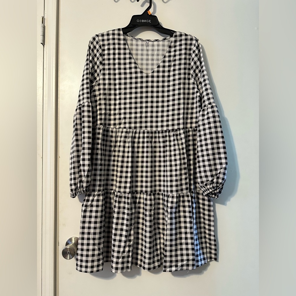 Black and White Checkered Kids Dress